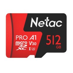 Netac P500 Extreme Pro 512G MicroSDXC V30/A1/C10 NT02P500PRO-512G-R
90-100MB/s, MicroSD ve Adapter