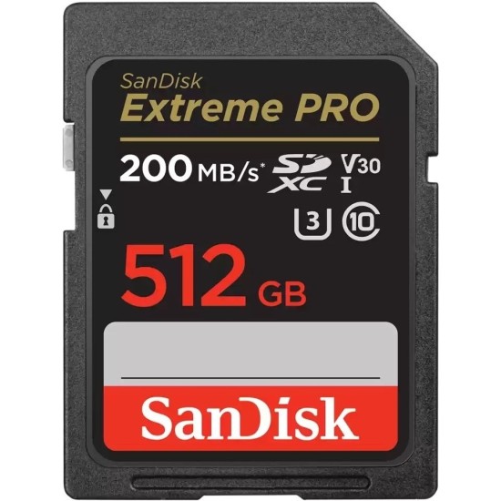 Sandisk Extreme Pro 512GB 200/140MB/S Sdxc V30 Uhs-I U3 Hafıza Kartı SDSDXXD-512G-GN4IN