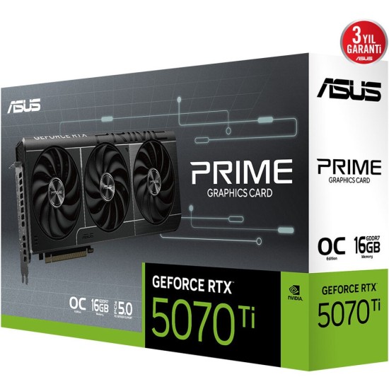 Asus -PRIME-RTX5070TI-O16G-NVIDIA-GEFORCE-RTX 5070 TI-16GB GDDR7-256BIT--OC-2XHDMI-3XDP-DLSS4 Ekran Kartı