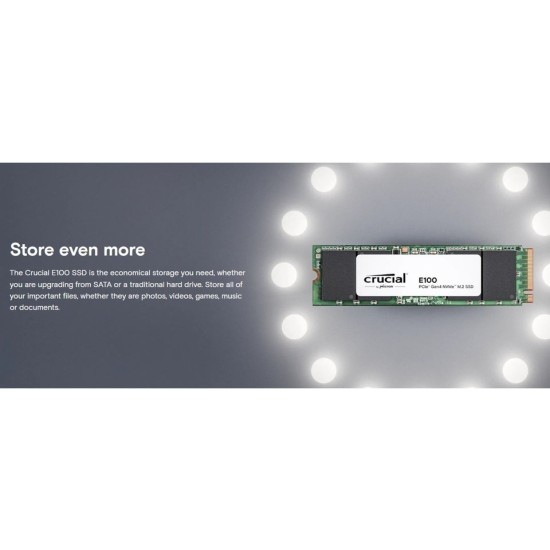 Crucial E100 480GB Pcıe Gen4 2280 Nvme M.2 SSD (4700-2500 Mb/s) CT480E100SSD8