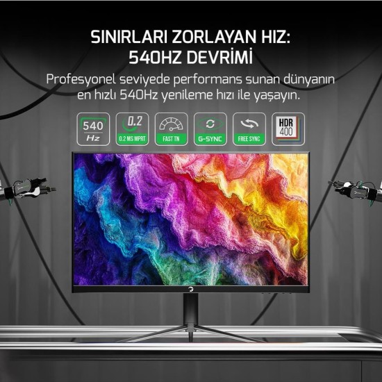 Gamepower 24¨ Lucid S20 540Hz 0.2ms Flat Fast Tn Pivot Rgb Gaming Monitör