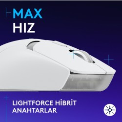 Logitech G G309 Lıghtspeed Hero 25K Sensörlü Pc ve Mac ile Uyumlu Kablosuz Oyuncu Mouse, Beyaz