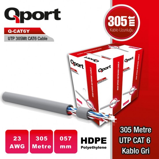 Qport Q-CAT6 CAT6 UTP 305 m Network Kablosu