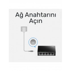 Cudy FS105 5port 10/100MBPS Duvar Montajlı Metal Masaüstü Switch