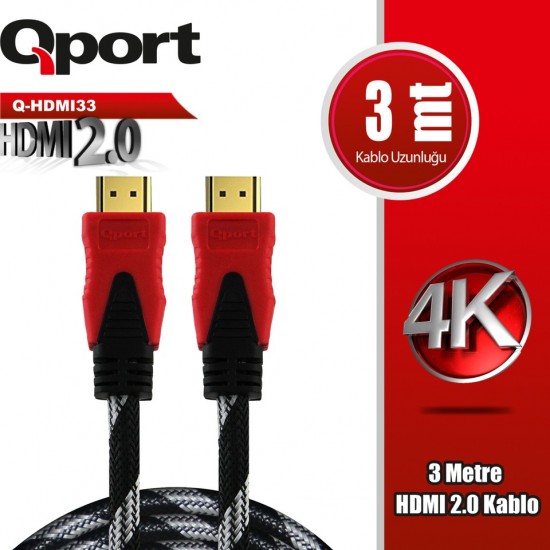 Qport Q-HDMI33 3 m 4K HDMI Kablo