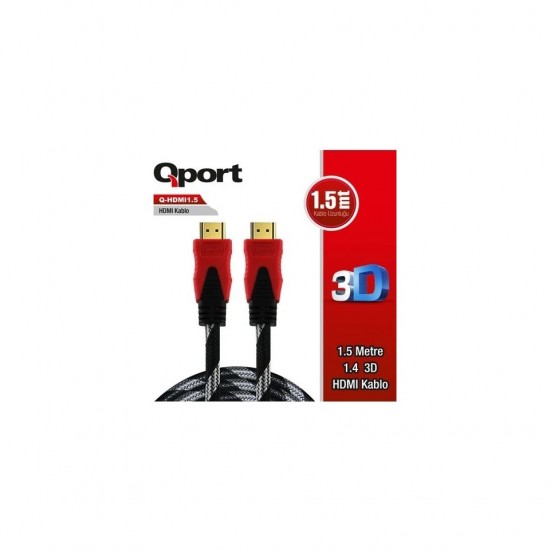 Qport Q-HDMI151 1.5m 2.0V 4K Altın Uçlu Örgülü Kablo