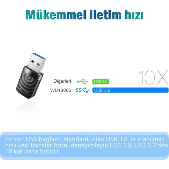 Cudy WU1300S 1300 Mbps Kablosuz Ağ Adaptörü