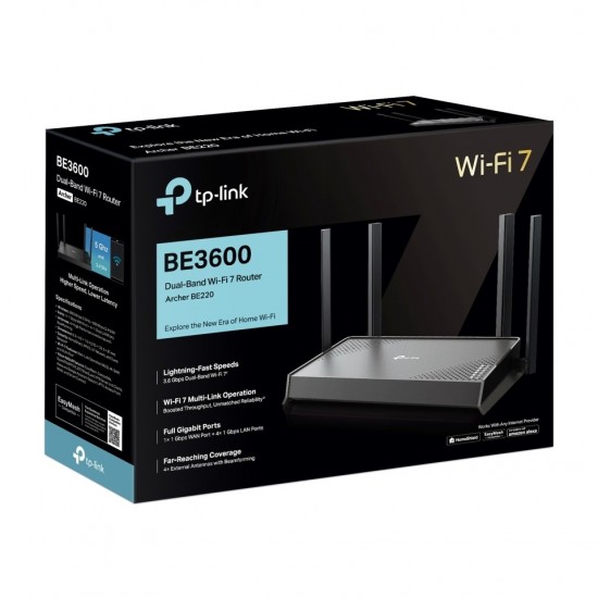 TP-Link Archer BE220 4 Port 3600 Mbps Router