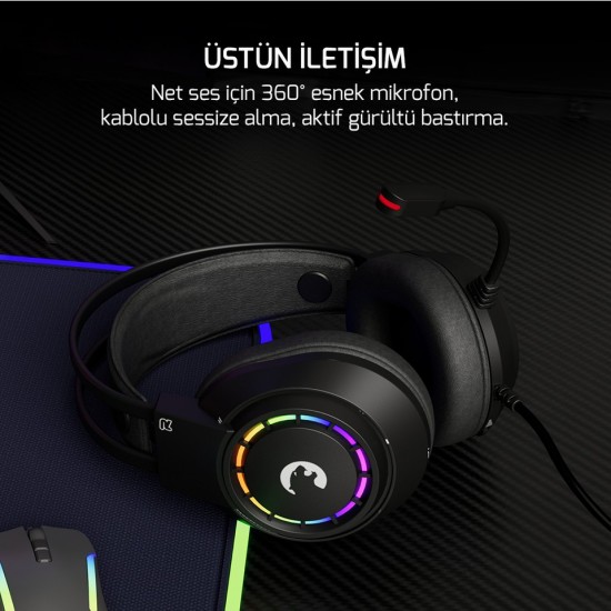 Gamepower Voldon 7.1 USB Kablolu Kulak Üstü Oyuncu Kulaklığı