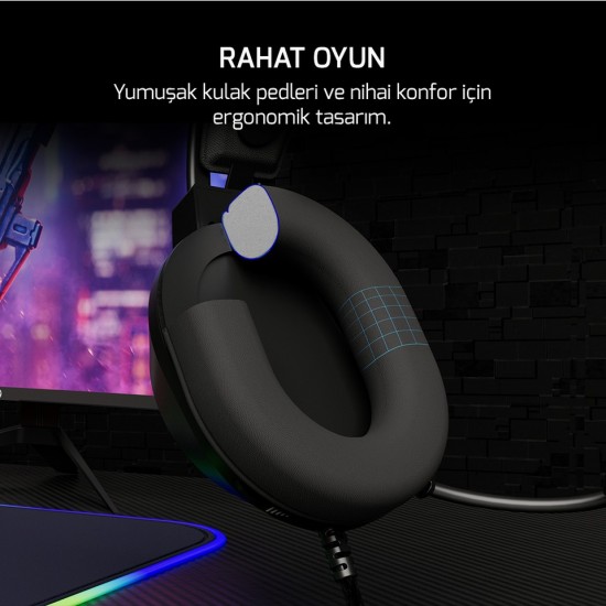 Gamepower Voldon 7.1 USB Kablolu Kulak Üstü Oyuncu Kulaklığı