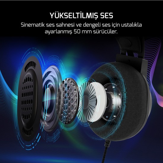Gamepower Voldon 7.1 USB Kablolu Kulak Üstü Oyuncu Kulaklığı