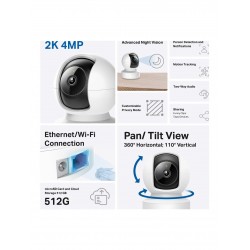 TP-Link Tapo C222 2K 4 MP 360 Derece Gece Görüşlü IP Wi-Fi Güvenlik Kamerası