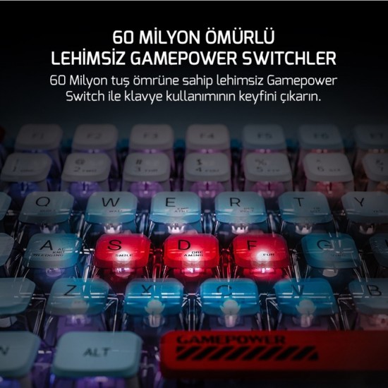Gamepower Sense RGB TKL Red Switch Kablolu/Kablosuz Mekanik Oyuncu Klavyesi