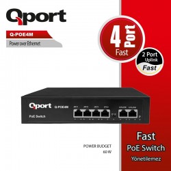 Qport Q-POE4M 4PORT 10/100 + 2 PORT 10/100 Uplink POE Switch