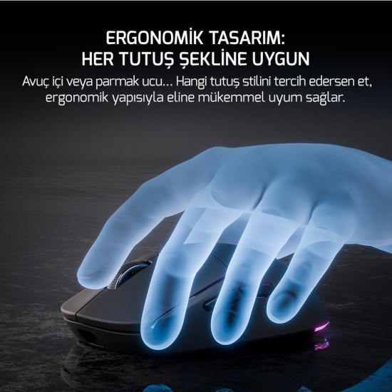 Gamepower Fenix 24.000DPI Triple Mode (Kablolu/bluetooth/2.4g) Siyah Gaming Mouse