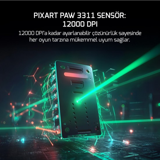 Gamepower Fenix 24.000DPI Triple Mode (Kablolu/bluetooth/2.4g) Siyah Gaming Mouse