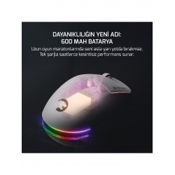 Gamepower Fenix RGB Beyaz Optik Kablolu/Kablosuz Oyuncu Mouse