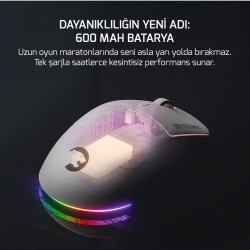 Gamepower Fenix RGB Beyaz Optik Kablolu/Kablosuz Oyuncu Mouse