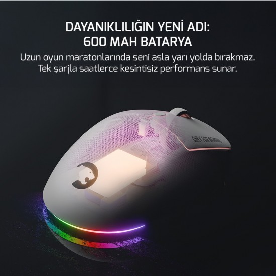 Gamepower Fenix RGB Beyaz Optik Kablolu/Kablosuz Oyuncu Mouse