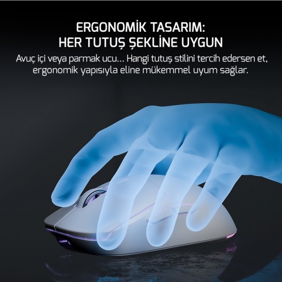 Gamepower Fenix RGB Beyaz Optik Kablolu/Kablosuz Oyuncu Mouse