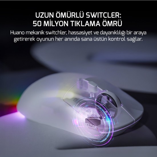 Gamepower Fenix RGB Beyaz Optik Kablolu/Kablosuz Oyuncu Mouse