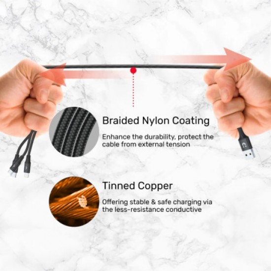 Unitek C14049BK 1.2 m 3in1 Hızlı Şarj Kablosu