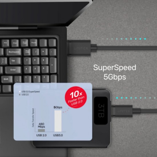 Unitek C14103BK-1.5M 1.5 m USB to Type-C Hızlı Şarj Kablosu