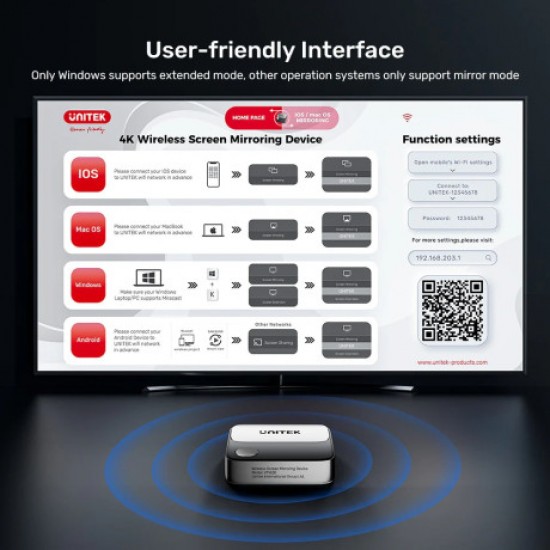 Unitek 4K Kablosuz Görüntü Aktarım Cihazı (V1162B)