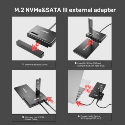 UNITEK USB-C To M.2 NVMe + SATA III Dönüştürücü +12V2A Güç Kablosu (S1232A01-EU)