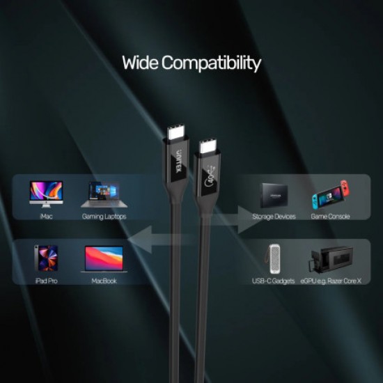 Unitek C14100BK-0.8M 0.8 m Type-C to Type-C Hızlı Şarj Kablosu